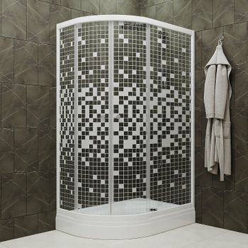Душевой уголок Triton Коралл 120х80 А R Щ0000061781 профиль Белый стекло прозрачное с узором — фото 1, Асимметричные душевые уголки