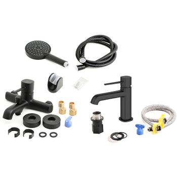 Комплект смесителей Orange Karl M05-311b Черный матовый — фото 17, Готовые комплекты для ванной комнаты