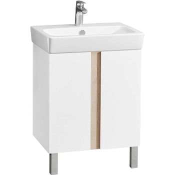 Тумба под раковину Aquaton Кантри 60 1A257401AHB20 Белая глянцевая Дуб верона — фото 1, Тумбы под раковину