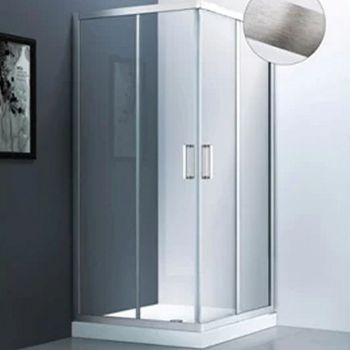 Душевой уголок Veconi Rovigo RV-83 80x80 RV83-80-01-C5 профиль Брашированный алюминий стекло прозрачное — фото 1, Квадратные душевые уголки