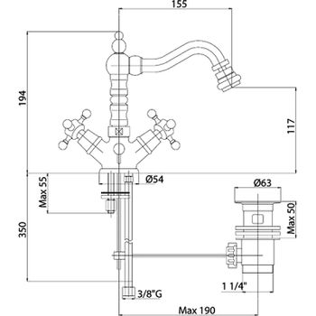 Смеситель для биде Cezares Golf-BS2-03/24 Золото 24 карат — фото 3, Смесители для биде
