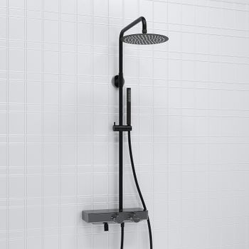 Душевая система WasserKRAFT A114.258.217.CB Thermo с термостатом Черная матовая — фото 7, Душевые стойки