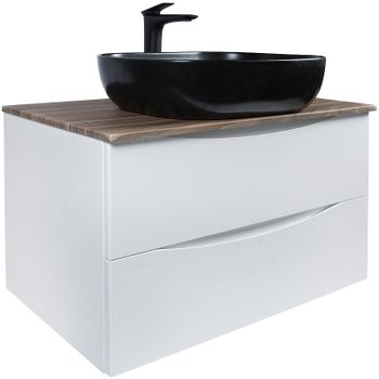 Тумба под раковину Bond Cube 80 T09805 подвесная Белая матовая Дуб — фото 17, Тумбы под раковину