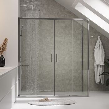 Душевой уголок WasserKRAFT Lippe 170x80 45S53 профиль Серебристый стекло прозрачное — фото 8, Прямоугольные душевые уголки