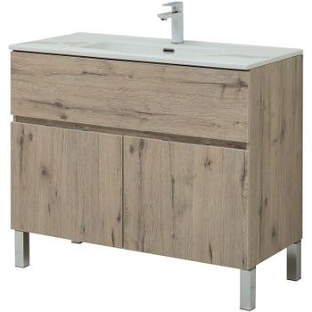 Тумба под раковину Aquanet Алвита New 100 277557 Дуб Веллингтон — фото 1, Тумбы под раковину