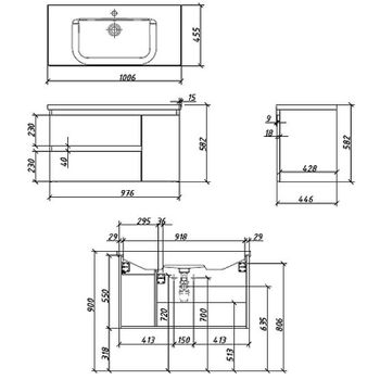 Тумба под раковину Caprigo Forte 100 36115R-SF027 подвесная Белая матовая — фото 5, Тумбы под раковину