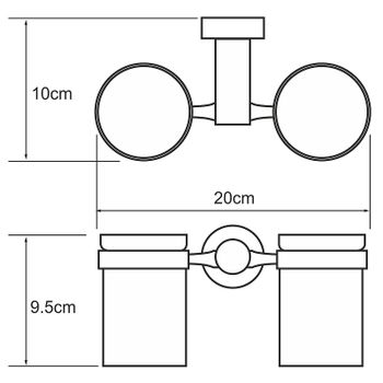 Стакан для зубных щеток WasserKRAFT Donau K-9428D двойной Хром — фото 3, Стаканы для зубных щеток