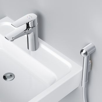 Смеситель для раковины AM.PM Gem F90A03000 с гигиеническим душем Хром — фото 5, Смесители для раковины