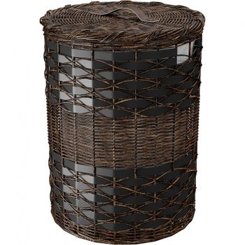 Корзина для белья WasserKRAFT Bever WB-240-M с крышкой Темно-коричневая — фото 1, Корзины для белья