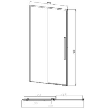 Душевая дверь Vincea Slim-N 110 VDS-4SN110CGB профиль Черный стекло тонированное — фото 4, Раздвижные душевые двери