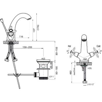 Смеситель для раковины Cezares LORD-LS1-02 Бронза — фото 3, Смесители для раковины