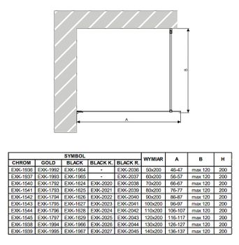 Душевая перегородка New Trendy Avexa Black 80 EXK-2021 профиль Черный стекло прозрачное — фото 7, Душевые перегородки