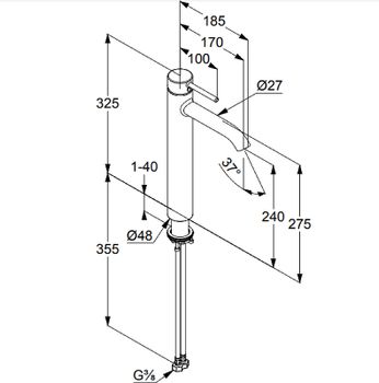 Смеситель для раковины Kludi Bozz 382863976 Черный матовый — фото 2, Смесители для раковины