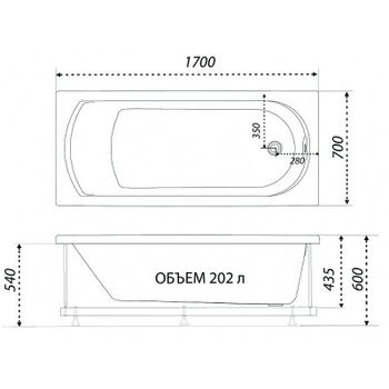 Акриловая ванна Triton 1ACReal Дюна 170х70 Щ0000046114 без гидромассажа — фото 7, Акриловые ванны