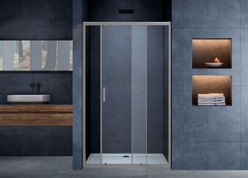 Душевая дверь Vincea Alpha 110 VDS-3AL110CLGM профиль Вороненая сталь стекло прозрачное — фото 3, Раздвижные душевые двери