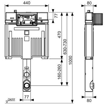 Смывной бачок Tece Box Octa II 9370500 для напольного унитаза без клавиши смыва — фото 2, Смывные бачки скрытого монтажа