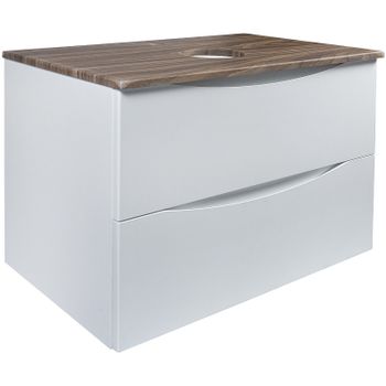 Тумба под раковину Bond Cube 80 T09805 подвесная Белая матовая Дуб — фото 1, Тумбы под раковину