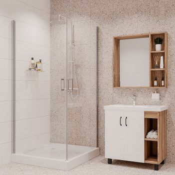 Душевой уголок Niagara Nova 90х90 NG-6603-08 профиль Хром стекло прозрачное — фото 1, Квадратные душевые уголки