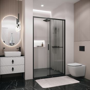 Душевая дверь Grossman Style 110 100.K33.05.110.21.02 профиль Черный матовый стекло шиншилла — фото 3, Раздвижные душевые двери