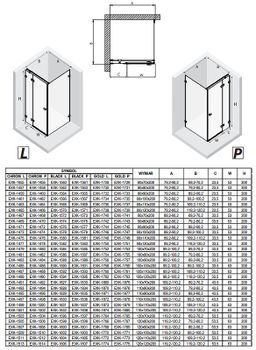 Душевой уголок New Trendy Avexa Gold 120х80 R EXK-1767 профиль Брашированное золото стекло прозрачное — фото 13, Прямоугольные душевые уголки