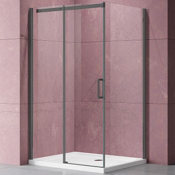 Душевой уголок Vincea Dice 120x90 VSR-4D9012CLGM профиль Вороненая сталь стекло прозрачное — фото 1, Прямоугольные душевые уголки