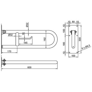 Поручень Nofer 15051.60.S Сатин — фото 2, Поручни для ванной