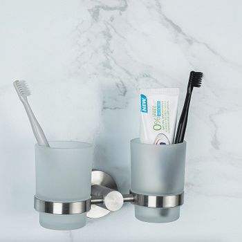 Стакан для зубных щеток Frap F301 F30108 двойной Сатин — фото 6, Стаканы для зубных щеток