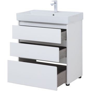 Тумба под раковину Aquanet Nova Lite 75 302472 Белый глянец — фото 7, Тумбы под раковину