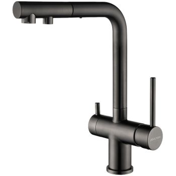 Смеситель для кухни Paulmark Serpentine Se213222-GM Вороненая сталь — фото 1, Смесители для кухни
