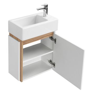 Тумба под раковину Aquaton Эклипс 45 М R 1A172801EK49R подвесная Белый Эбони светлый — фото 3, Тумбы под раковину