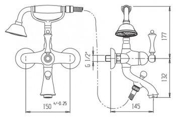 Смеситель для ванны Cezares Margot MARGOT-VDM-NLC Черный Хром — фото 2, Смеситель для ванны