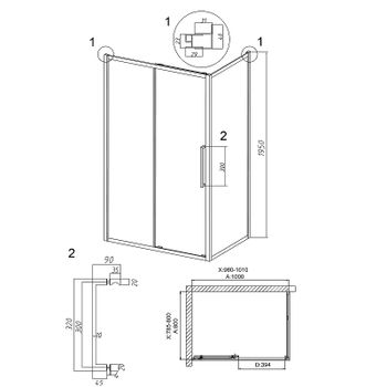 Душевой уголок Grossman Cosmo 100х80 120.K33.02.1080.42.00 профиль Графит сатин стекло прозрачное — фото 10, Прямоугольные душевые уголки