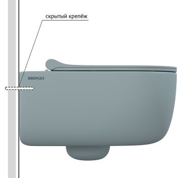 Унитаз Berges Ego XL 083229 подвесной Голубой матовый с сиденьем Микролифт — фото 2, Подвесные унитазы