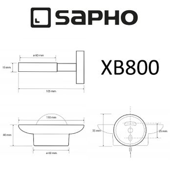 Мыльница Sapho X-round black XB800 Черный — фото 2, Мыльницы