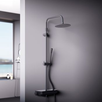 Душевая система Damixa Scandinavian Pure 936750300 с термостатом Черная матовая — фото 2, Душевые стойки