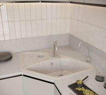 Кухонная мойка Domaci Бьелла DMC-10E GWS-10E-328 Бежевая — фото 2, Кухонные мойки