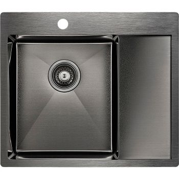 Кухонная мойка Paulmark Kroner 59F PM225951-GML Вороненая сталь — фото 1, Кухонные мойки
