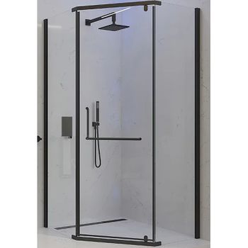 Душевой уголок Veconi Rovigo RV-36B 80x80 RV36B-80-01-C5 профиль Черный матовый стекло прозрачное — фото 1, Душевые уголки трапеция