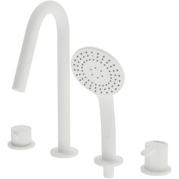 Смеситель на борт ванны Cezares Leaf LEAF-BVDM4-BIO Белый матовый — фото 1, Смесители на борт ванны