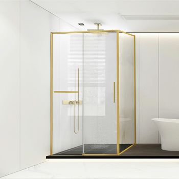 Душевой уголок Vincea Slim Soft 120x90 VSR-1SS9012CLG профиль Брашированное золото стекло прозрачное — фото 1, Прямоугольные душевые уголки