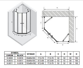 Душевой уголок New Trendy New Soleo Black 90х90 K-0617 профиль Черный стекло прозрачное — фото 8, Душевые уголки трапеция