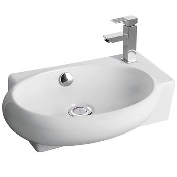 Раковина CeramaLux 43 9100L Белая — фото 1, Раковины подвесные