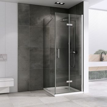 Душевой уголок Abber Zart 100x100 AG08100P-S101 профиль Хром стекло прозрачное — фото 1, Квадратные душевые уголки