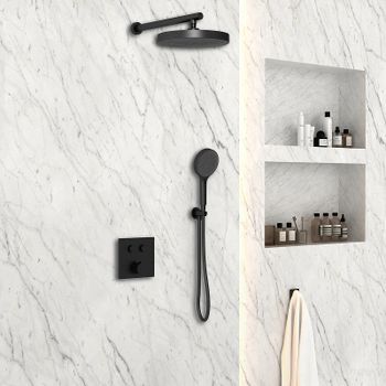 Душевая система Vincea Inspire VSFW-4I212MB Черная матовая — фото 1, Встраиваемые душевые комплекты