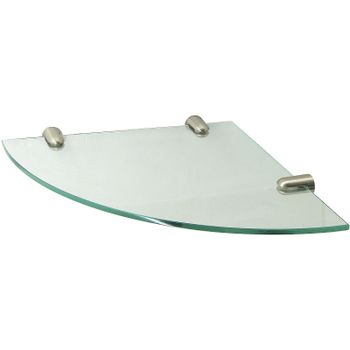 Стеклянная полка WasserKRAFT K-533NICKEL угловая Никель — фото 1, Полки для ванной и душа