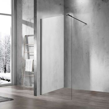 Душевая перегородка Vincea Walk-In 100 VSW-1H100CLGM профиль Вороненая сталь стекло прозрачное — фото 1, Душевые перегородки