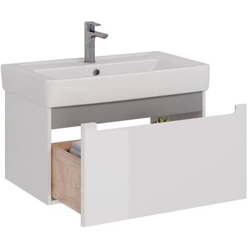 Тумба под раковину Lemark Buno Mini 80 LM05BM80T подвесная Белый глянец — фото 3, Тумбы под раковину