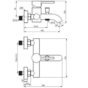 Смеситель для ванны Damixa Scandinavian Pure 361000300 Черный матовый — фото 4, Смеситель для ванны