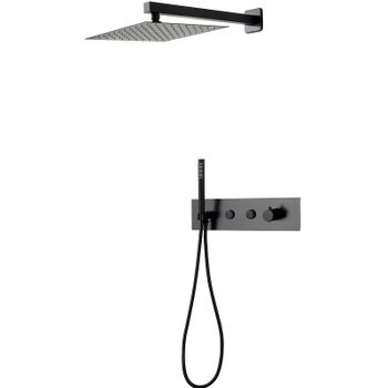 Душевая система Ceruttispa Velia B CT10399 Черная — фото 1, Встраиваемые душевые комплекты