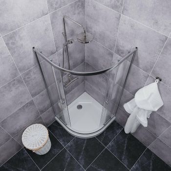 Душевой уголок Triton Альфа-Хром 90х90 Щ0000049613 профиль Хром стекло прозрачное — фото 5, Душевые уголки четверть круга